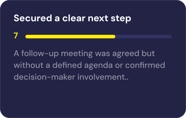 Scorecard: Commitment & closing detail 1